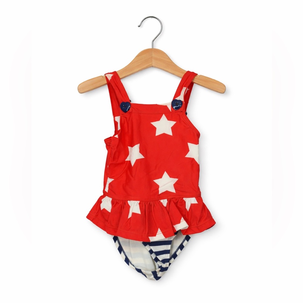 Ruum Kids Patriotic Red, White and Blue Swim Suit. Great Condition. 3t. Beach